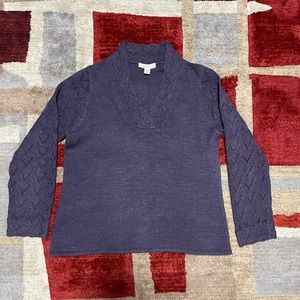 Coldwater Creek Purple Multi Mock V-Neck Sweater M